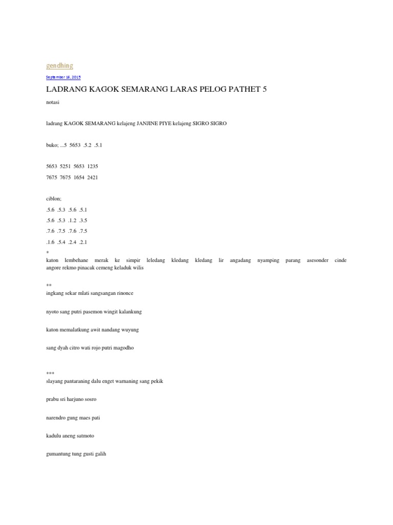 Gendhing Kagok Semarang