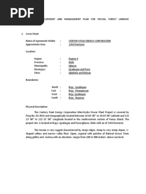 Comprehensive Development and Management Plan for Special Forest Landuse Agreement 2