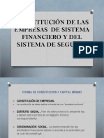 Constitución de Las Empresas de Sistema Financiero y