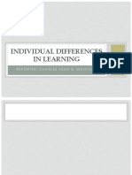 Individual Differences in Learning: Reporter: Charles Kenn B. Mantilla