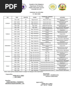 Schedule of Classess Ephra 2019