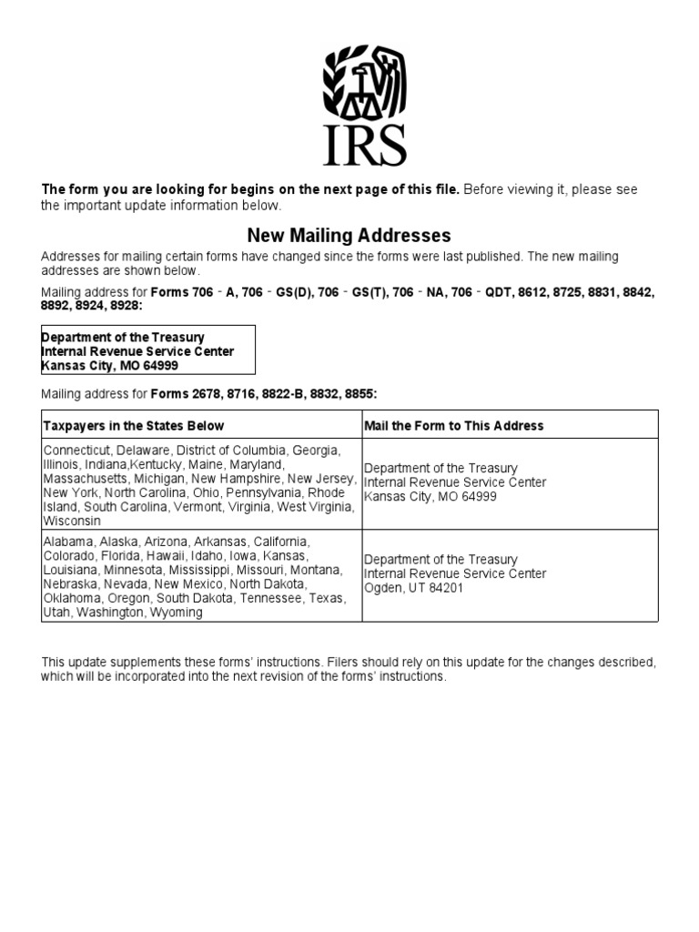 IRS Form 8822-B Address Update Guide | PDF | Internal Revenue Service ...
