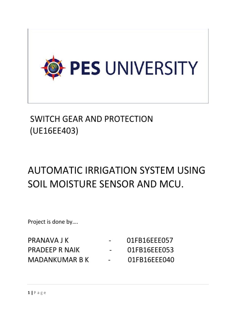 Automatic Irrigation System Using Soil Moisture Sensor and Mcu | PDF ...