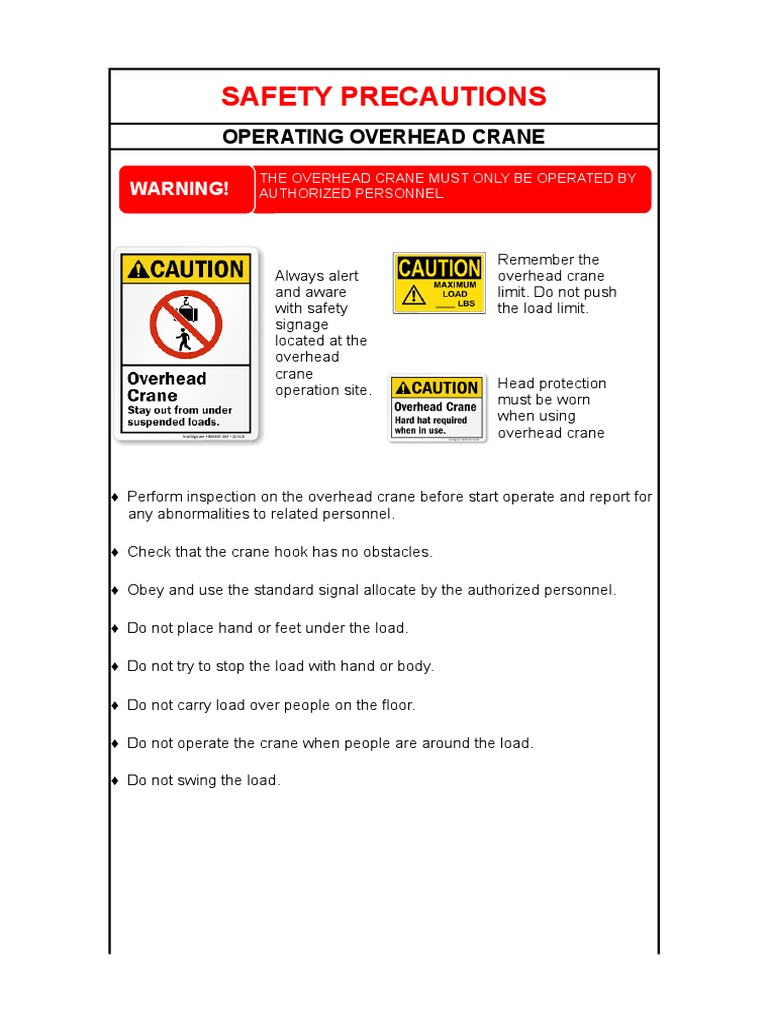 Overhead Crane Safety Guidelines | PDF