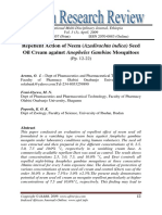 Repellent Action of Neem (Azadirachta Indica) Seed Oil Cream Against Anopheles Gambiae Mosquitoes