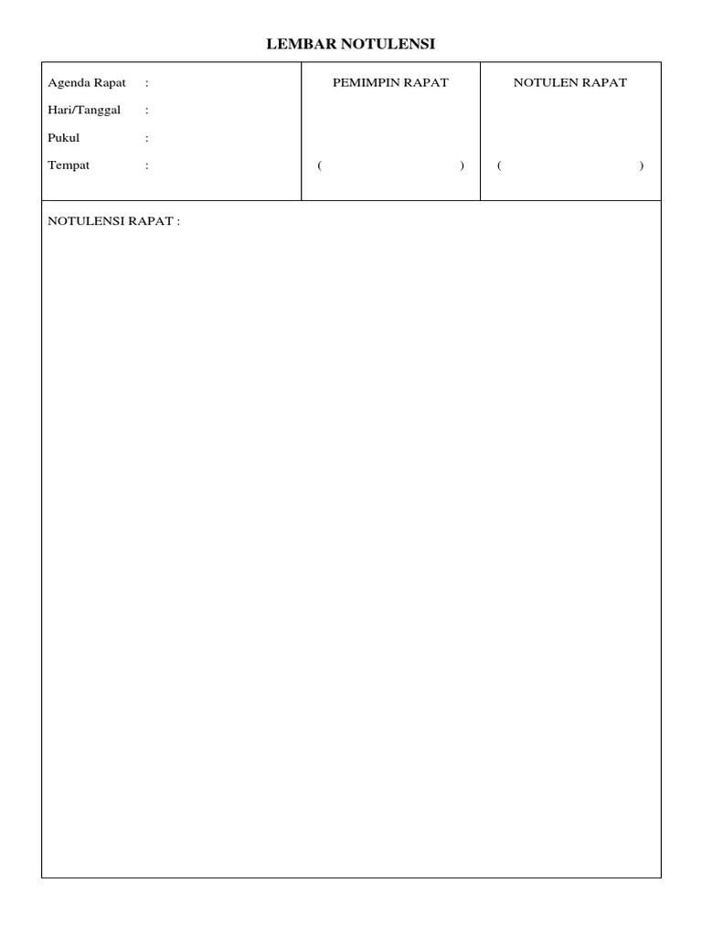 Contoh Format Notulen Rapat | PDF
