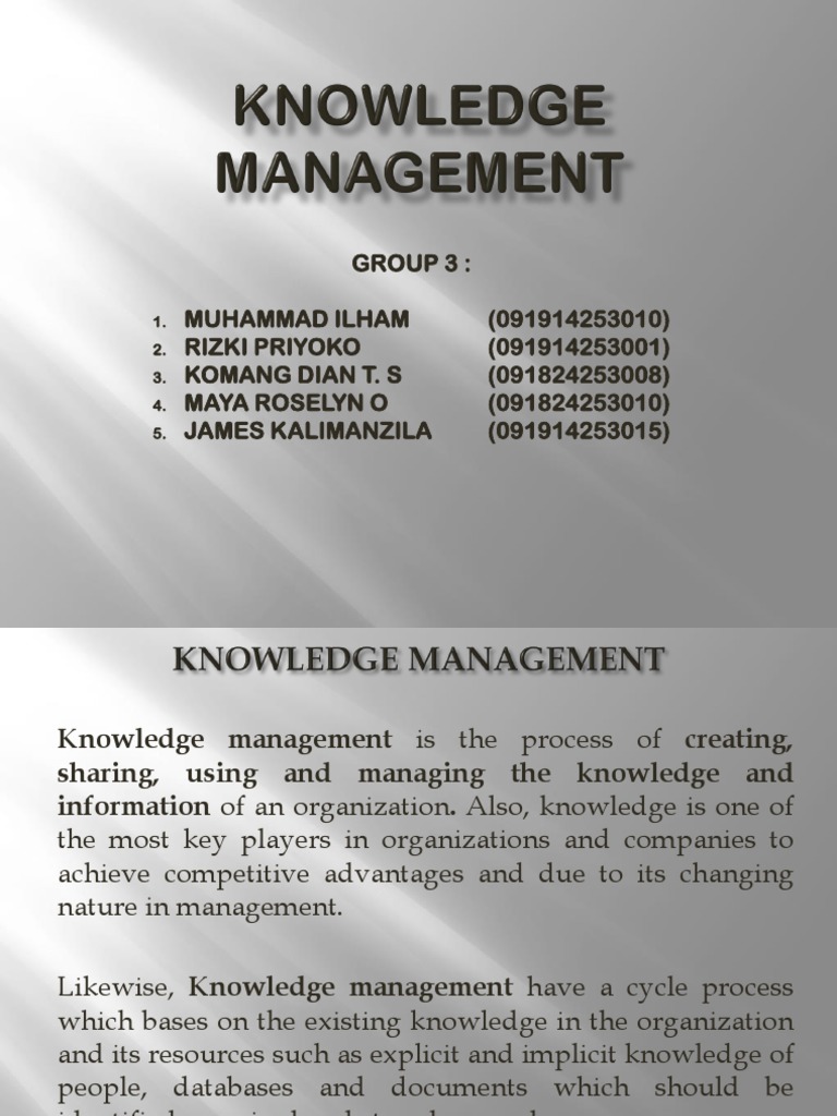 Knowledge Management and Sharing Insights | PDF | Knowledge Management ...