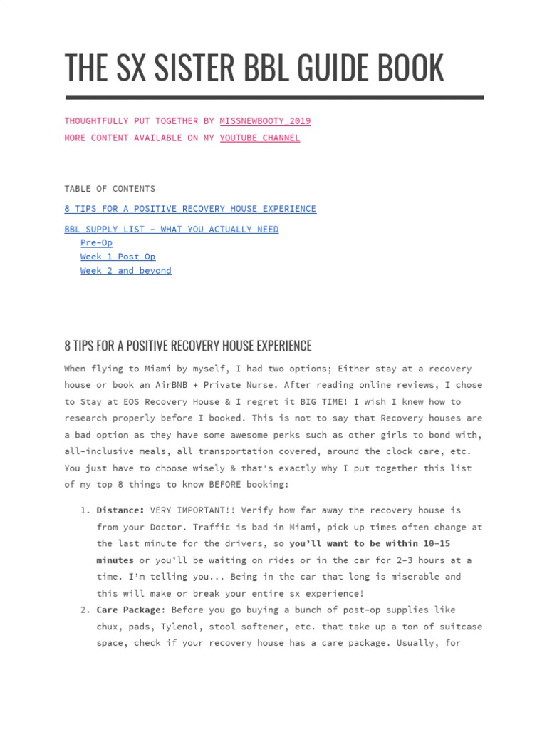 BBL Supplies Checklist PDF Surgery Lymphatic System