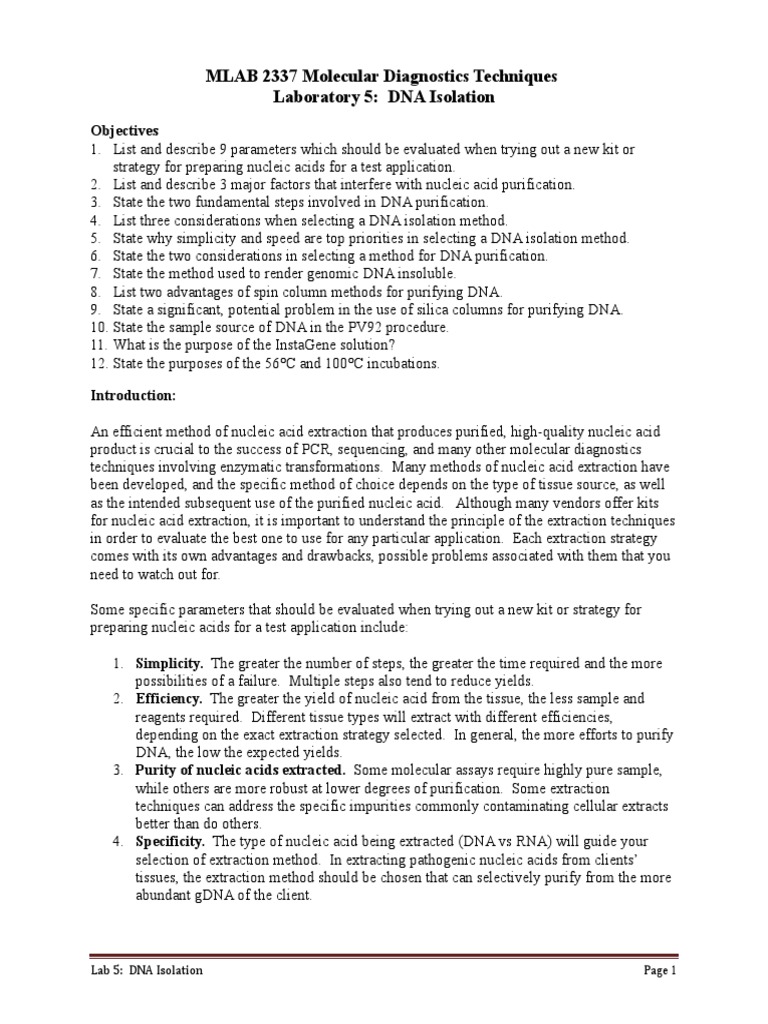 InstaGene Matrix for DNA Extraction | PDF | Protein Purification | Lysis