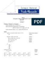 Barem Test - Clasa A V-A 2013 PDF