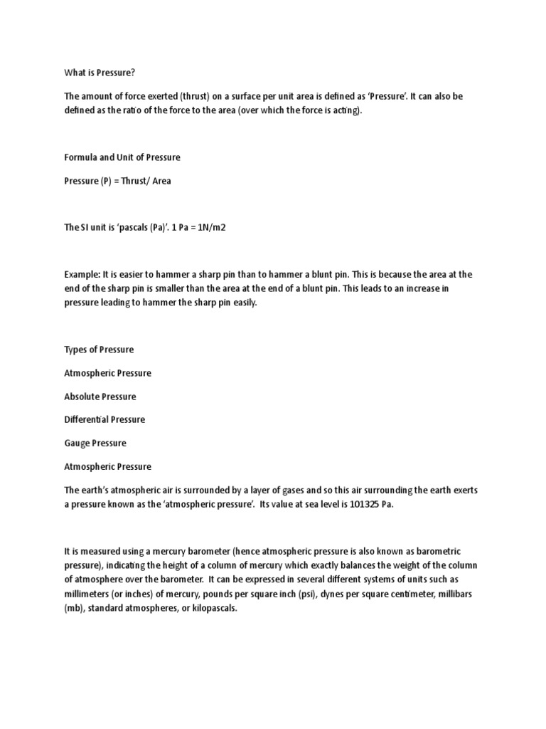 Understanding Pressure and Its Types | PDF | Atmospheric Pressure ...