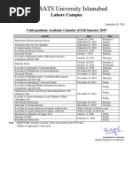 UG Semester Calendar Fall 2019 PDF