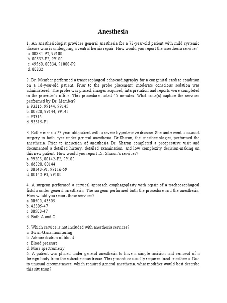 Anesthesisa Coding Certification Tips PDF PDF Anesthesia Surgery