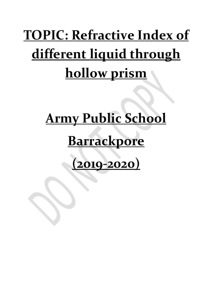 TOPIC: Refractive Index of Different Liquid Through Hollow Prism | PDF ...