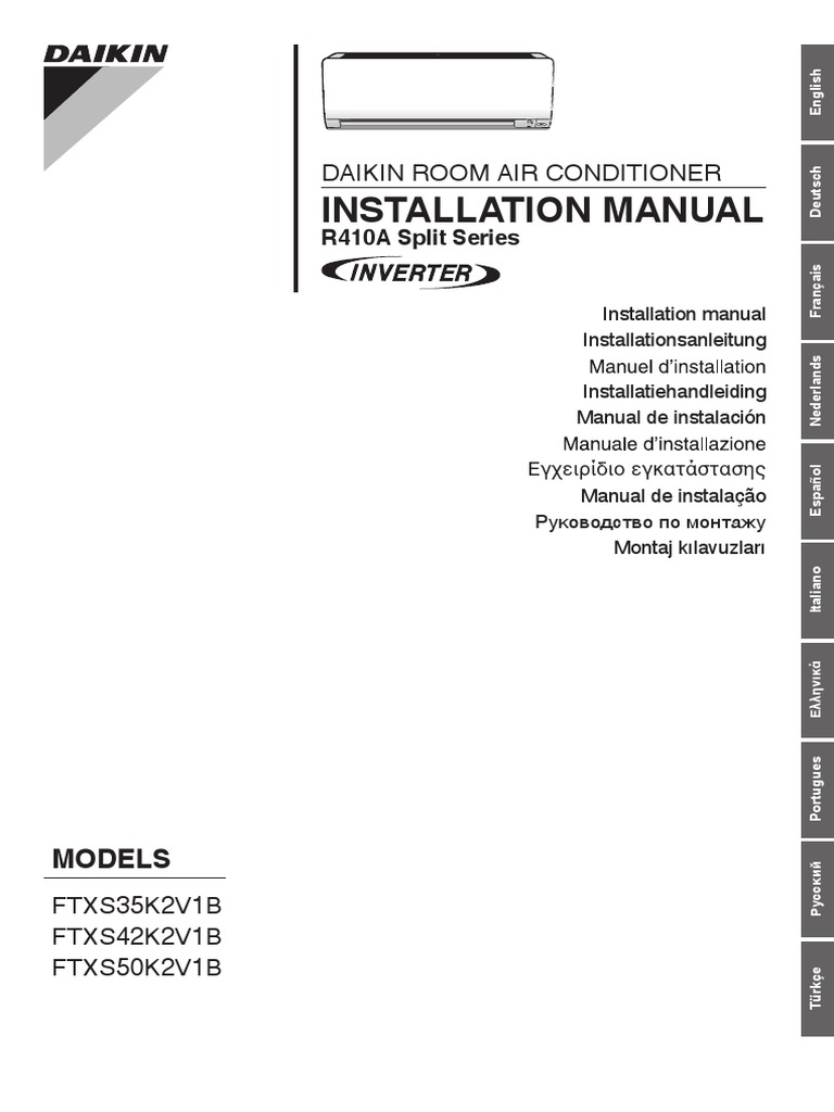 Installation Manual: Daikin Room Air Conditioner | PDF | Hvac | Air