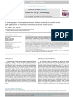 A Review Paper - Development of Novel Friction Material For Vehicle Brake Pad Application To Minimize Environmental and Health Issues