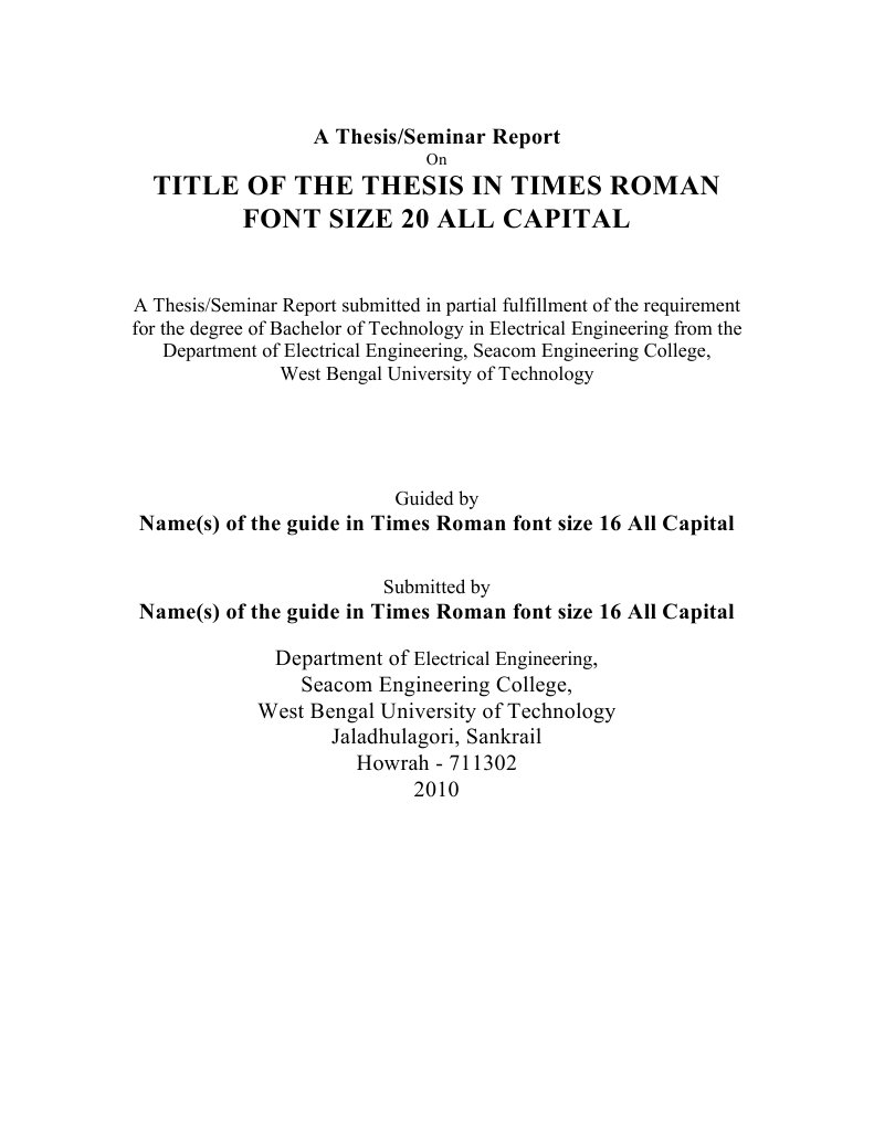 font size for thesis title