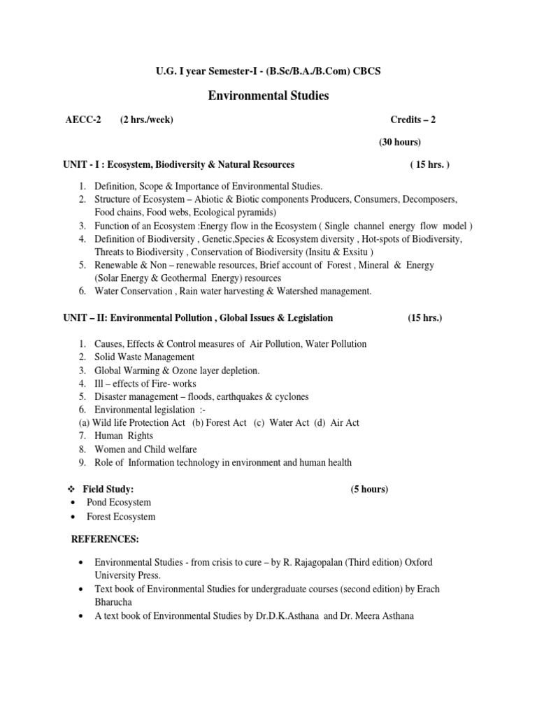 Environmental Studies Course Overview | PDF | Ecosystem | Natural ...