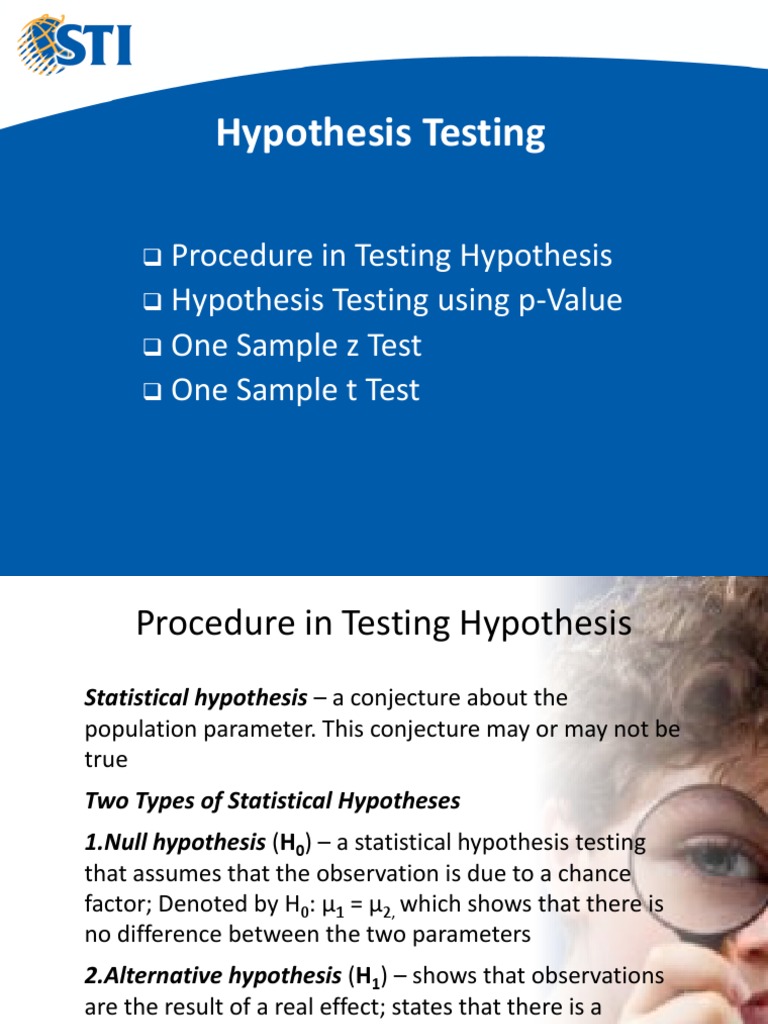 Hypothesis Testing Procedure in Testing Hypothesis Hypothesis Testing