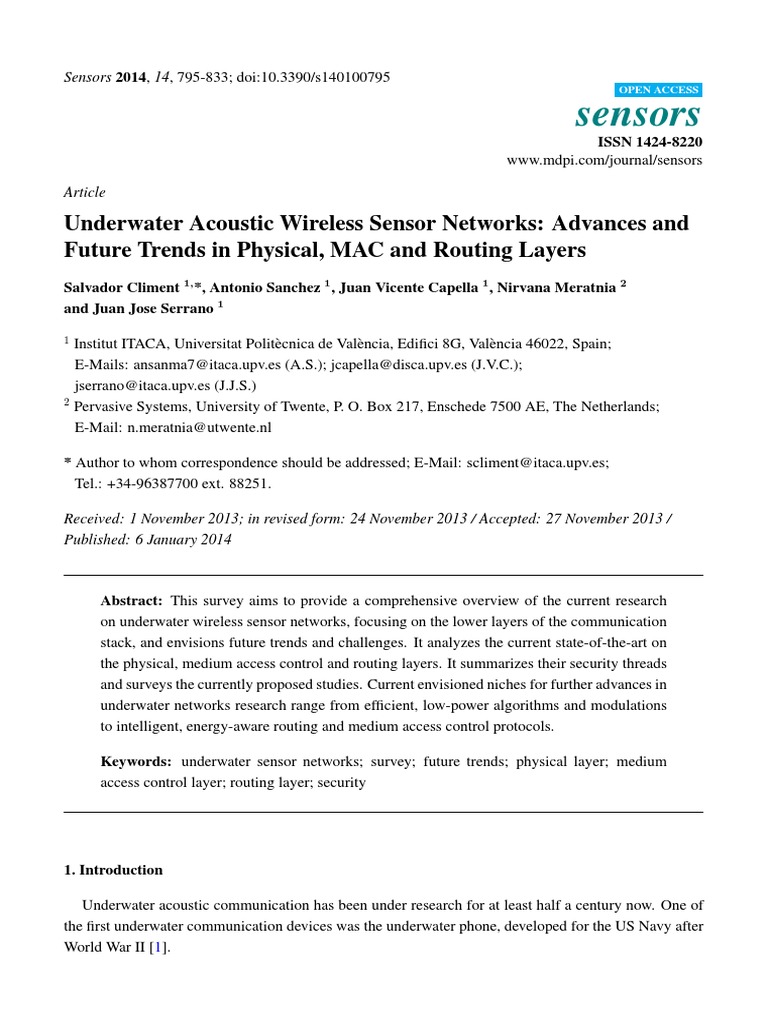 Sensors 14 00795 PDF | PDF | Channel Access Method | Modulation