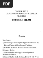 Course Title Advanced Calculus & Linear Algebra