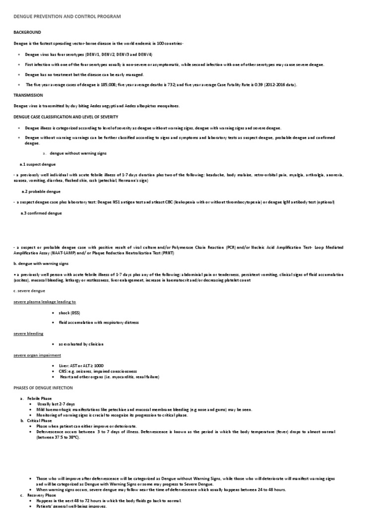 Dengue Prevention and Control Program | PDF | Clinical Medicine ...