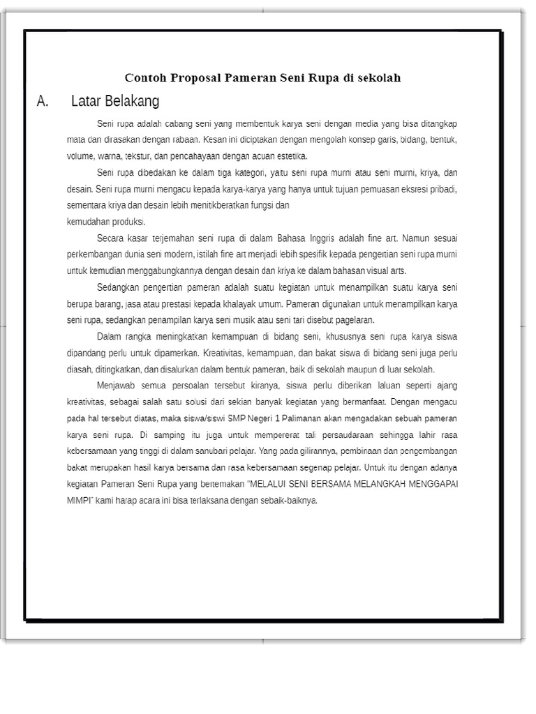 Contoh Proposal Pameran Seni Rupa Di Sekolah Pdf