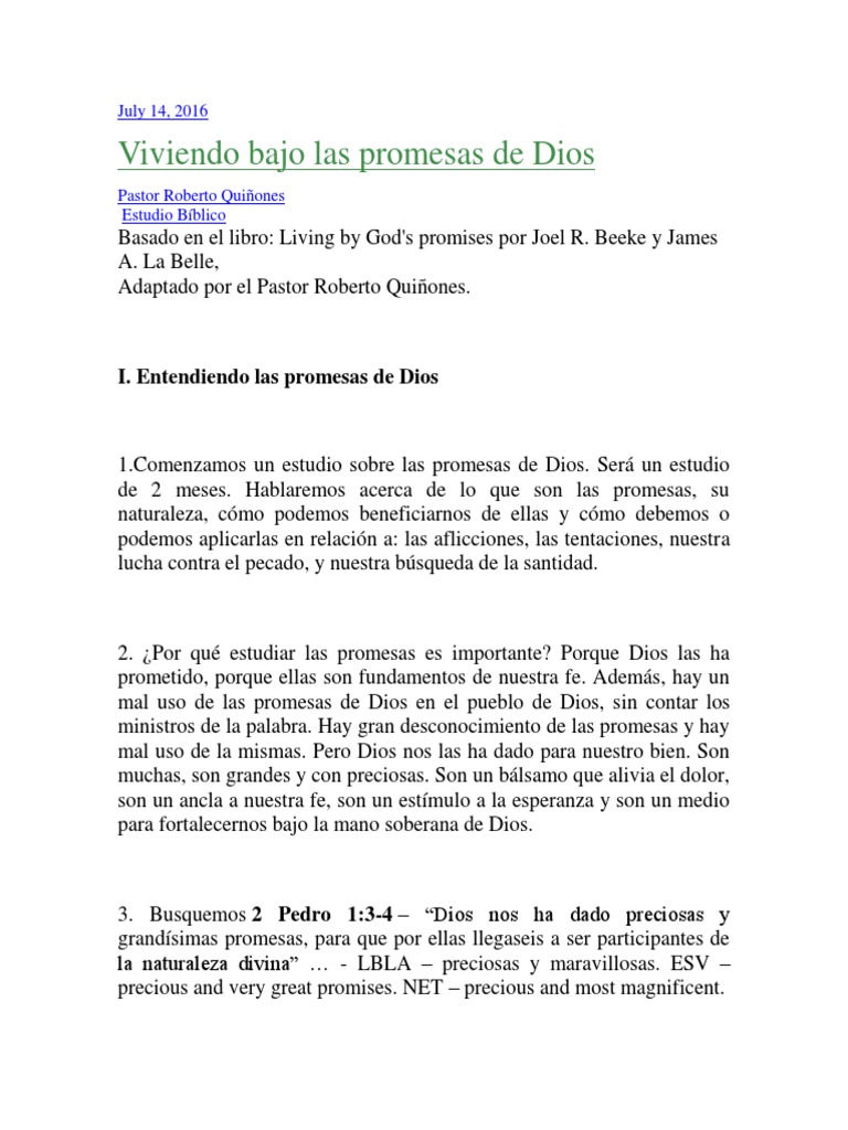 Viviendo bajo las promesas de Dios | PDF | Cristo (título) | Fe