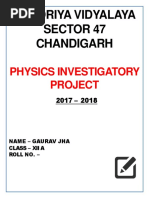 Kendriya Vidyalaya Sector 47 Chandigarh: Physics Investigatory Project