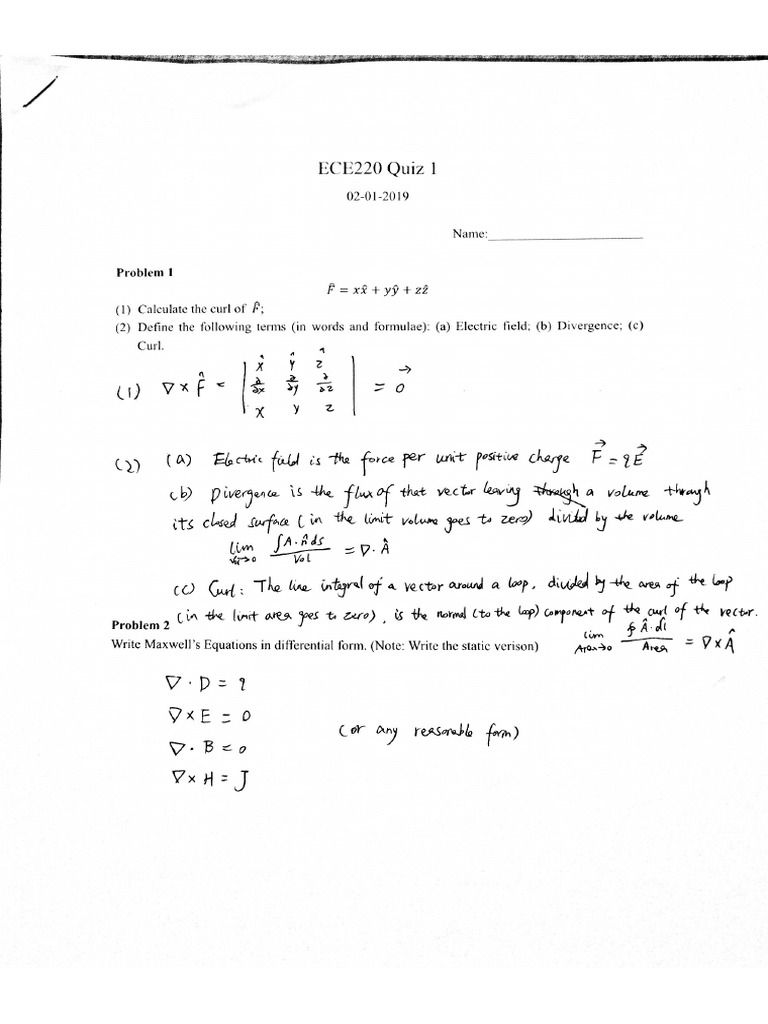 ECE 220 Quiz 1 | PDF