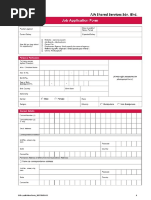 job application form