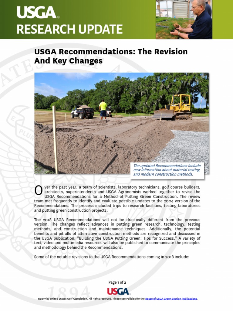 USGA Recommendations: The Revision and Key Changes | PDF | Golf Course ...