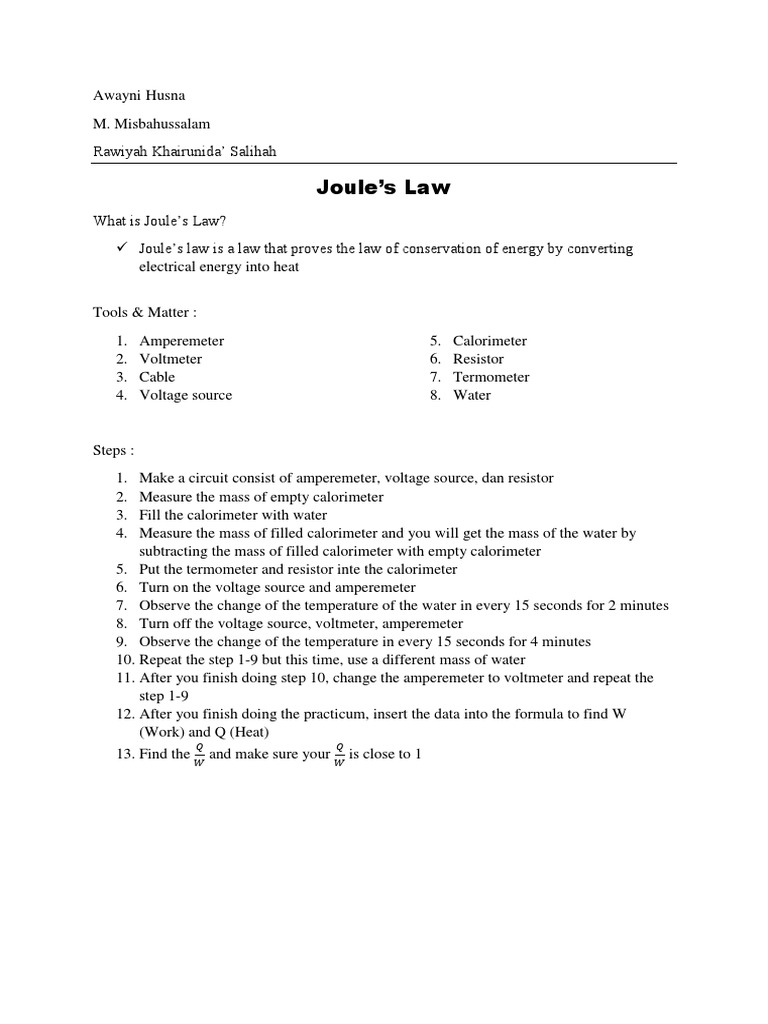 Joule S Law Pdf