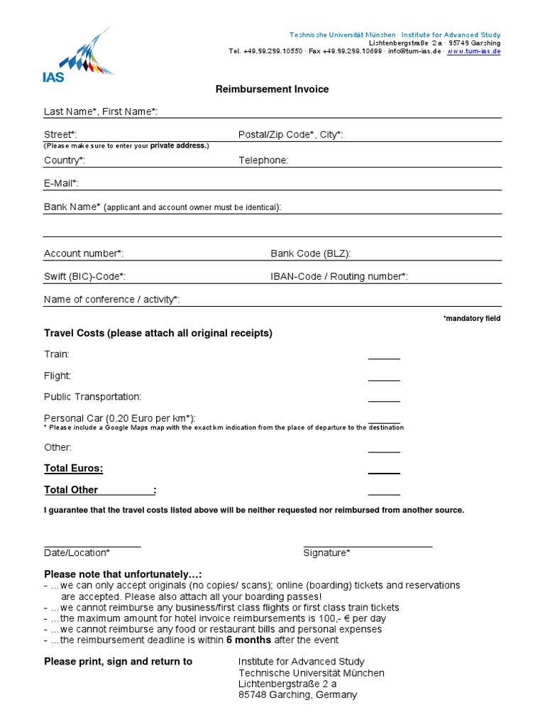 Hotel Reimbursement Invoice | PDF | Invoice | Payments