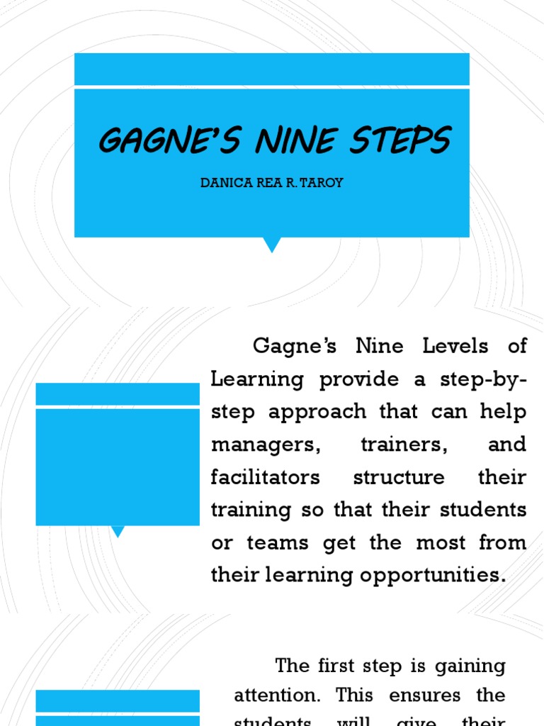 Gagne'S Nine Steps: Danica Rea R. Taroy | PDF | Neuropsychological ...