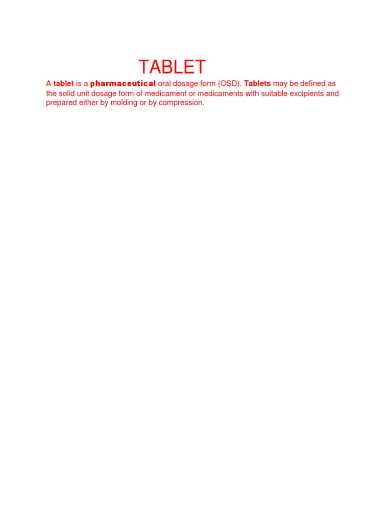 OSD Tablet: Definition and Composition | PDF