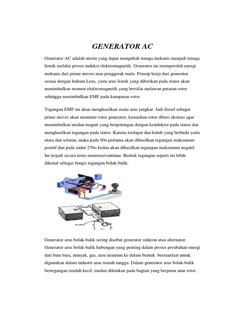 Prinsip dan Konstruksi Generator AC | PDF