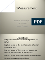 Water Measurement: Brady S. Mcelroy, P.E. Usda-Nrcs Lamar, Colorado