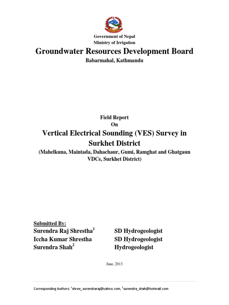 Vertical Electrical Sounding VES Survey | PDF | Porosity | Shale