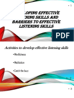 Developing Effective Listening Skills and Barriers To Effective Listening Skills