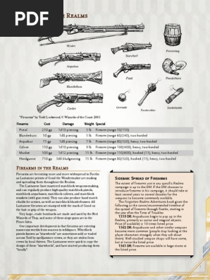 5e D D Firearms Of The Realms V 2 1 Pdf Firearms Musket