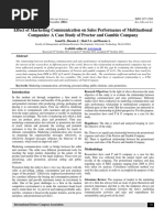 Effect of Marketing Communication On Sales Performance of Multinational Companies: A Case Study of Proctor and Gamble Company