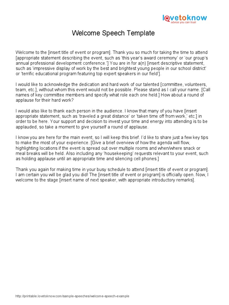 16 Welcome Speech Example  PDF