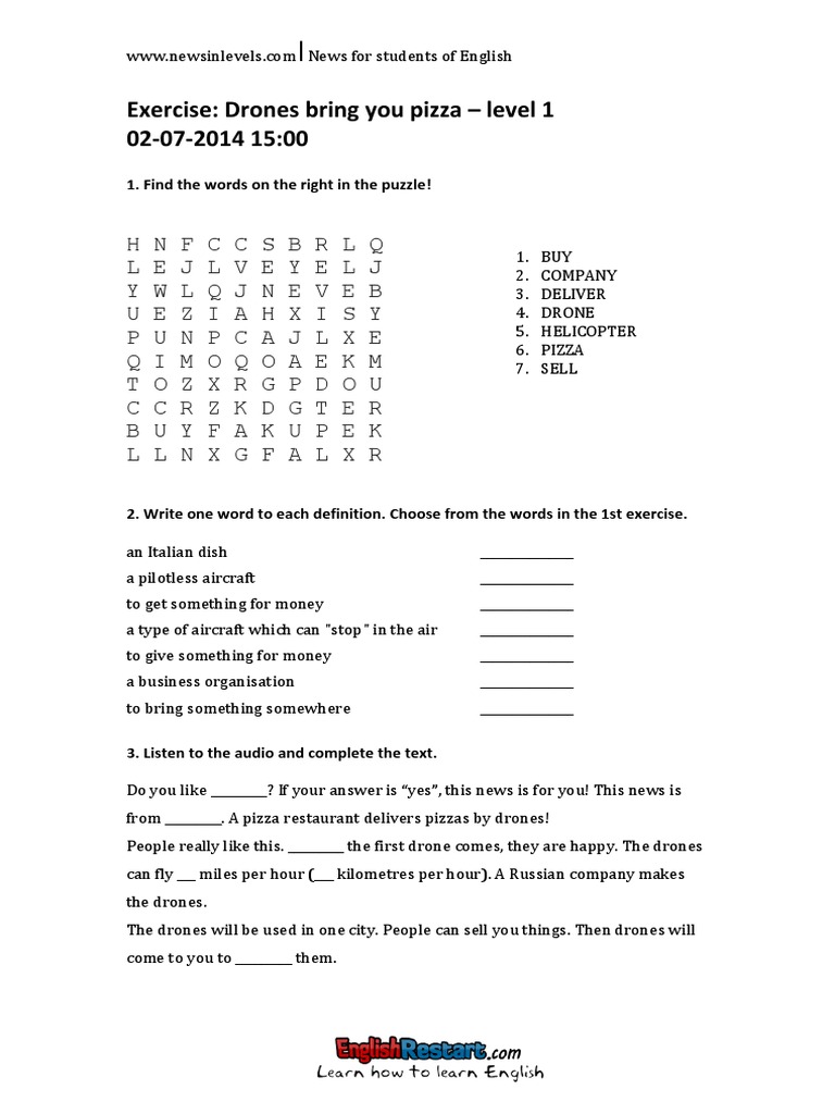 Exl1 0714 2 Drones Bring You Pizza Pdf Pdf Leisure