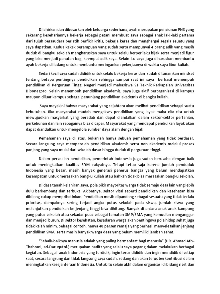 contoh essay kontribusi untuk indonesia lpdp