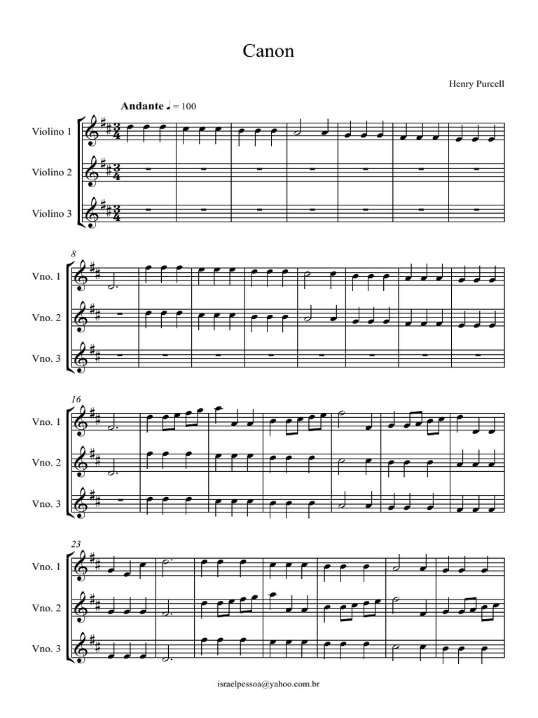 Canon - Henry Purcell - Partituras e Partes | PDF