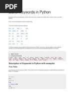 Keywords in Python