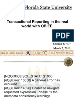 The Florida State University: Transactional Reporting in The Real World With OBIEE