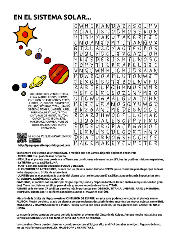 Sopa de Letras Sistema Solar | PDF