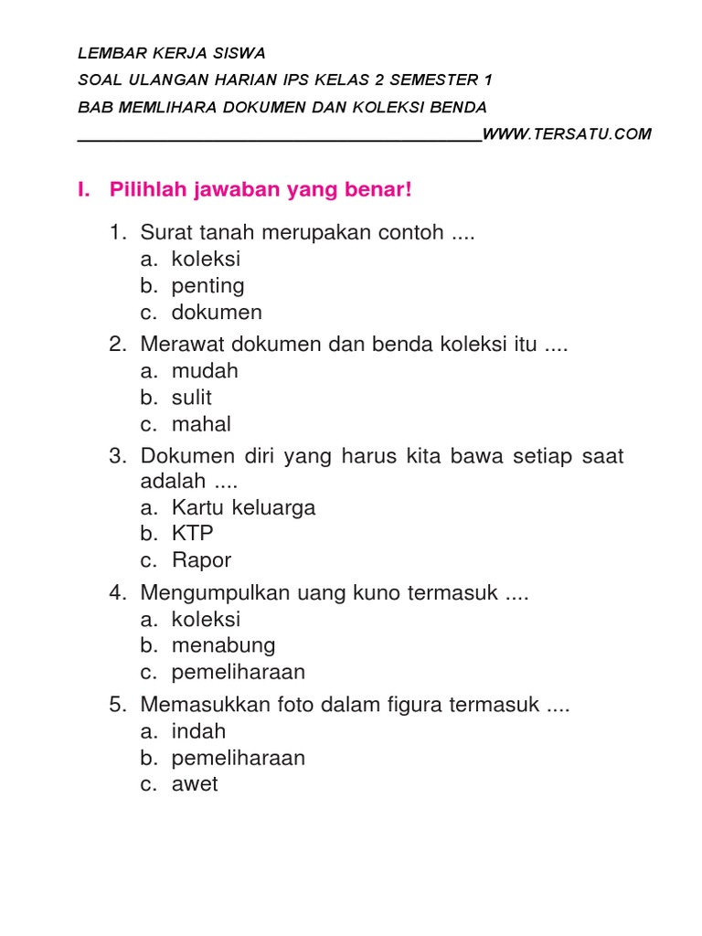 Soal Uh Ips Kelas 2 Bab 1 Semester 1 Pdf